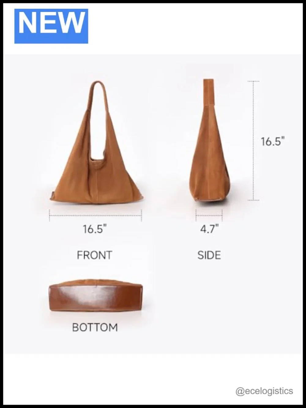Genuine Suede Leather Hobo Bag Slouchy Oversized Crescent Shoulder Tote with